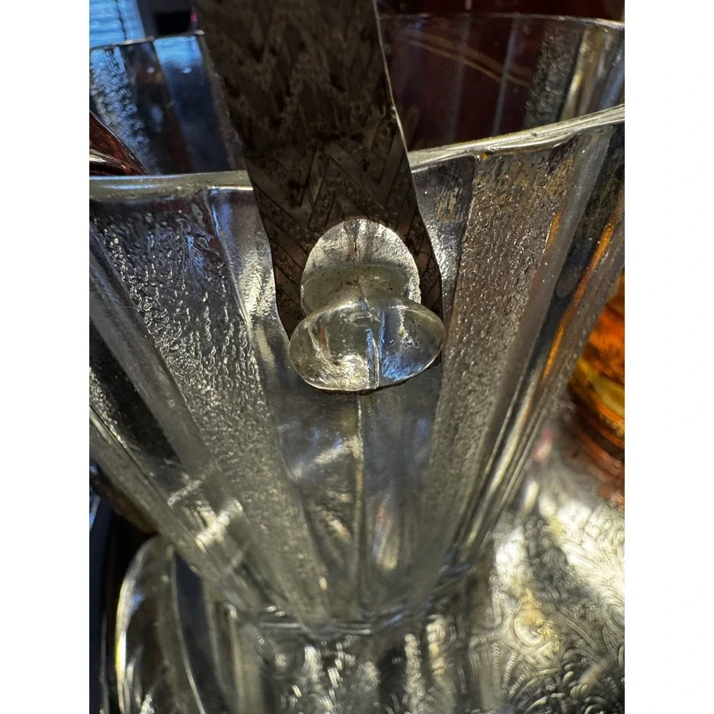 Vintage Ribbed Libby Ice Bucket‎ & Brass Tongs